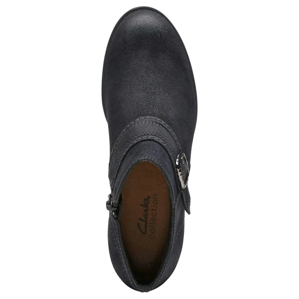 Clarks Collection Charleton Bay Leather Bootie - Black Suede - Size 6.5M - Picture 7 of 13